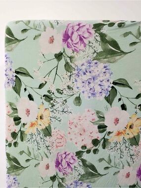 Posh Peanut Floral Mint Green crib Sheet - Pastel Garden Print